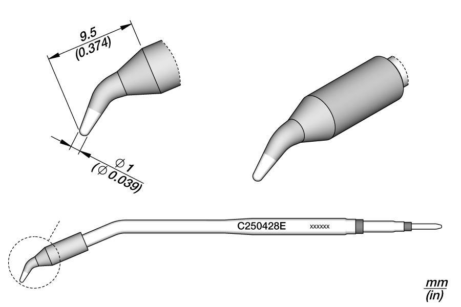 C250428E - Conical Bent Cartridge Ø 1